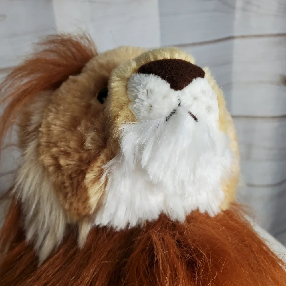 Aurora World Destination Nation Golden Brown Furry Lion Stuffed Animal 12 Inch